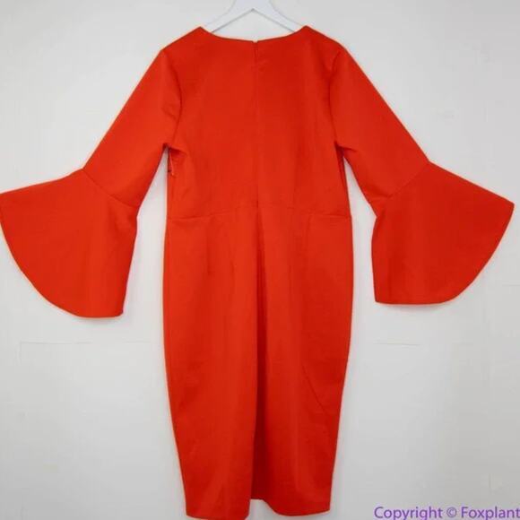 NEW Eloquii red scuba dress flare sleeves in red, size 18 - Picture 5 of 15